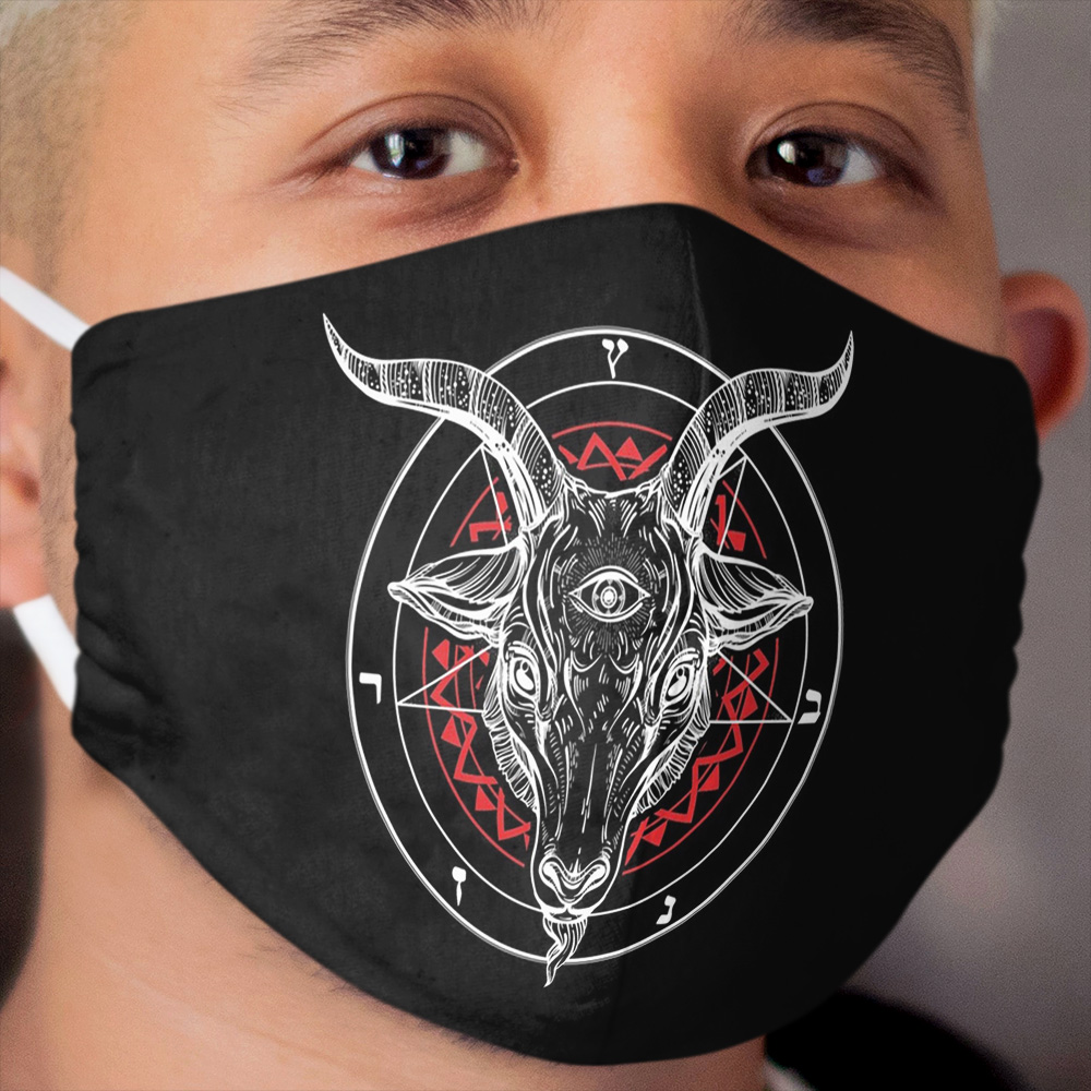 Satanic Goat Baphomet Circle Satan Symbol Lucifer Devil Cloth Face Mask