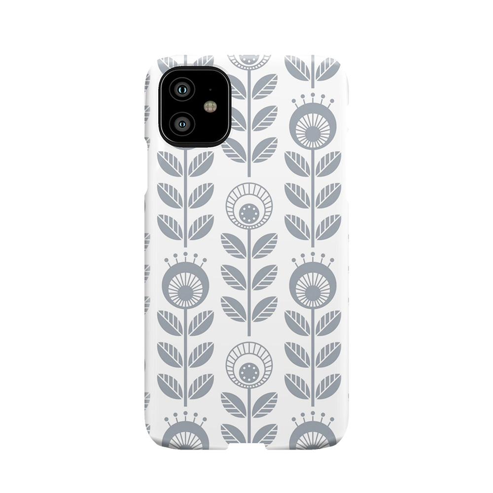 Scandi Garden 01-3, Silver Grey On White Phone Case