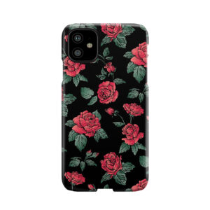 Scattered Red Roses On Black Phone Case