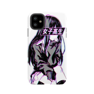 Schoolgirl Glitch - Sad Japanese Anime Aesthetic Tough Phone Case