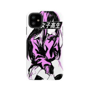 Schoolgirl (Pink) - Sad Anime Japanese Aesthetic Tough Phone Case