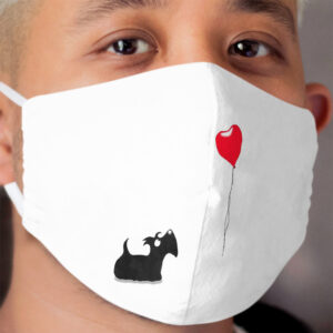 Scottie Dog 'Heart Balloon' ©ArchyScottie Cloth Face Mask