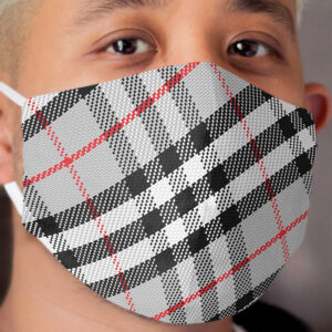 Scottish tartan black, white, red and grey Cloth Face Mask