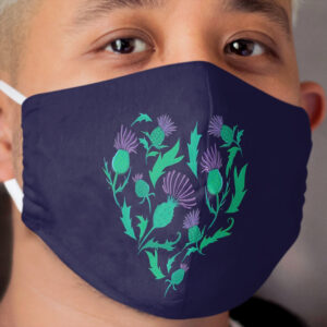 Scottish Thistle Heart Cloth Face Mask