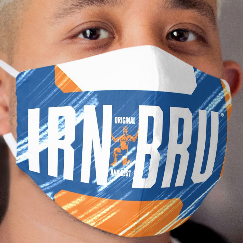 Scratched Irn-Bru Cloth Face Mask