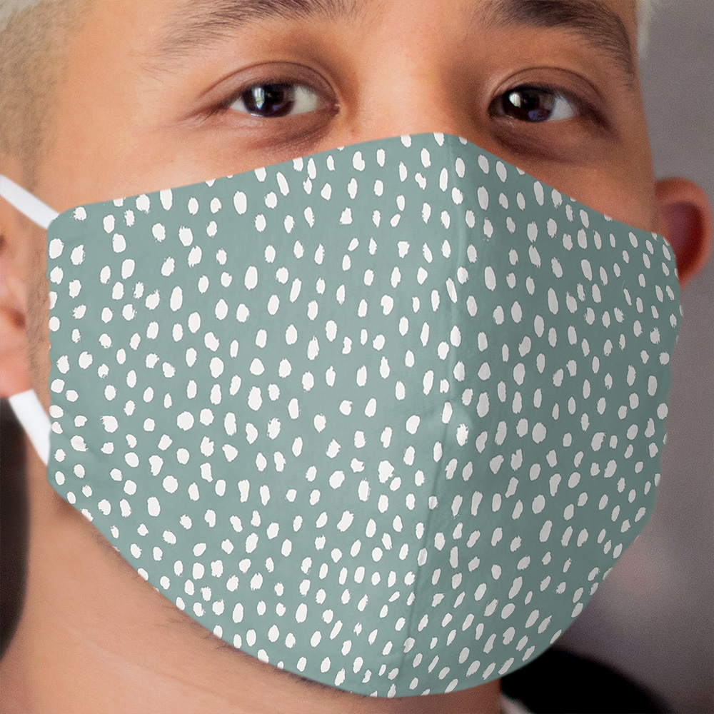 Sea Green Dalmatian Print Cloth Face Mask