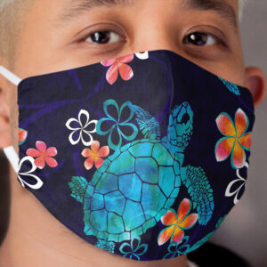 Sea Turtle with Flowers Cloth Face Mask