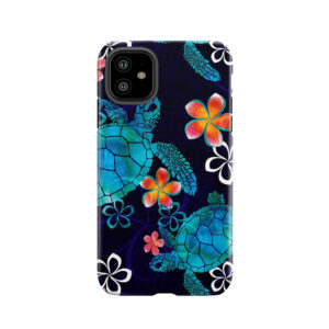 Sea Turtle With Flowers Tough Phone Case