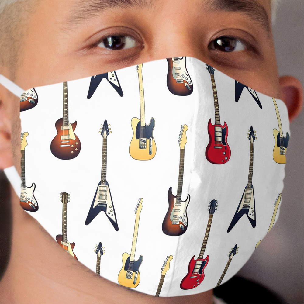 Seemless Gibson, Fender electric guitars collection art design Cloth Face Mask