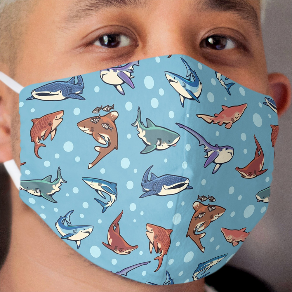 Sharks in the light blue Cloth Face Mask