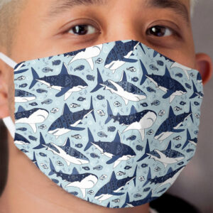 Sharks on Pale Blue Cloth Face Mask