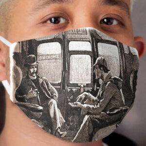 Sherlock Holmes and Watson on a train by Sidney Paget Cloth Face Mask