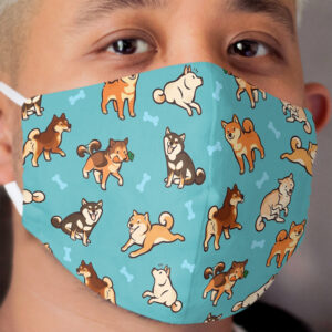 shibes in blue Cloth Face Mask