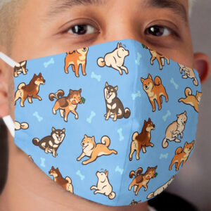 shibes in light blue Cloth Face Mask