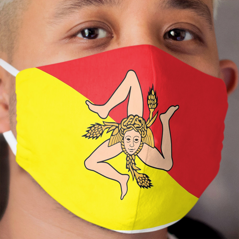 Sicilian Bandiera - Flag of Italian Island Sicily - Bedspread Cloth Face Mask