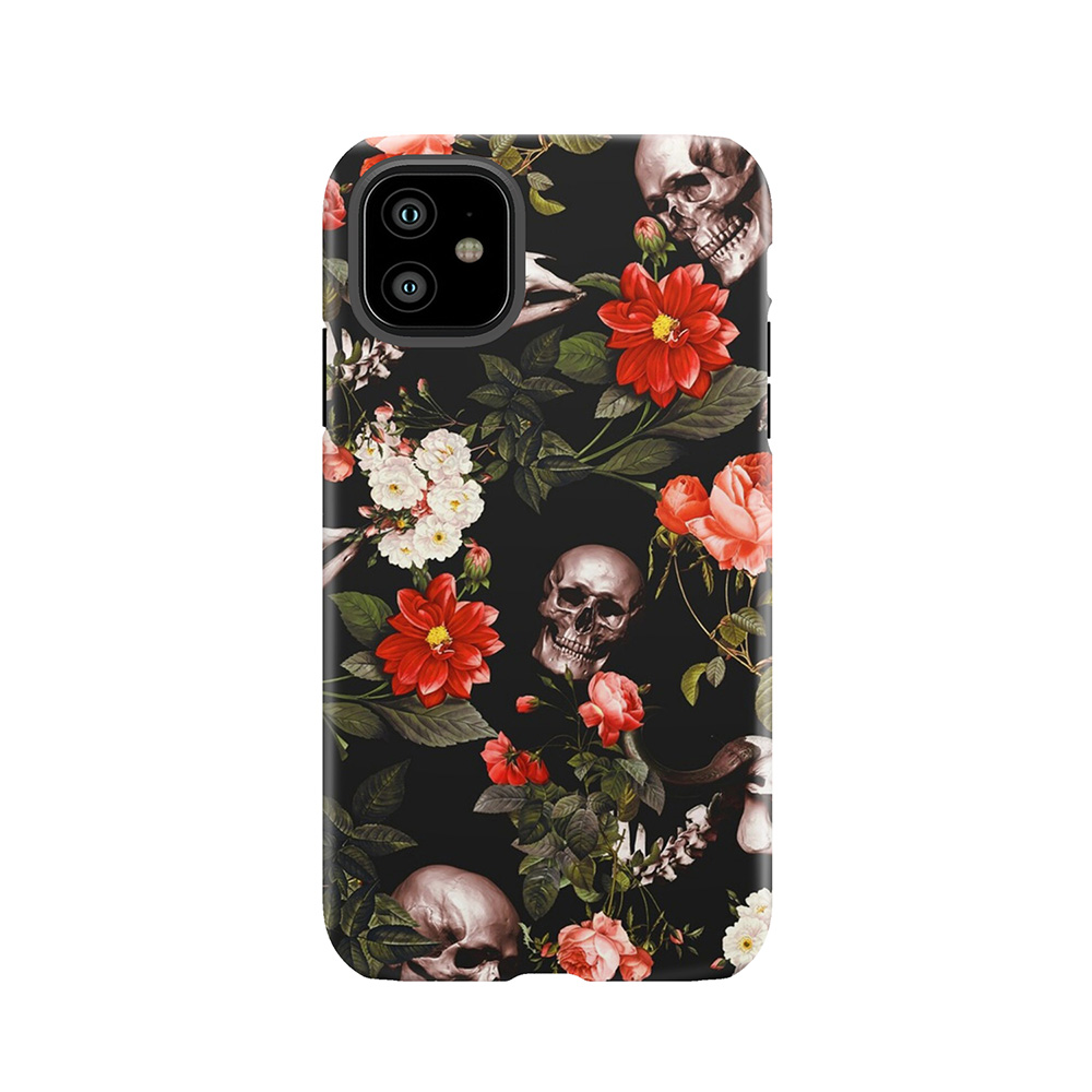 Skull And Floral Pattern Tough Phone Case