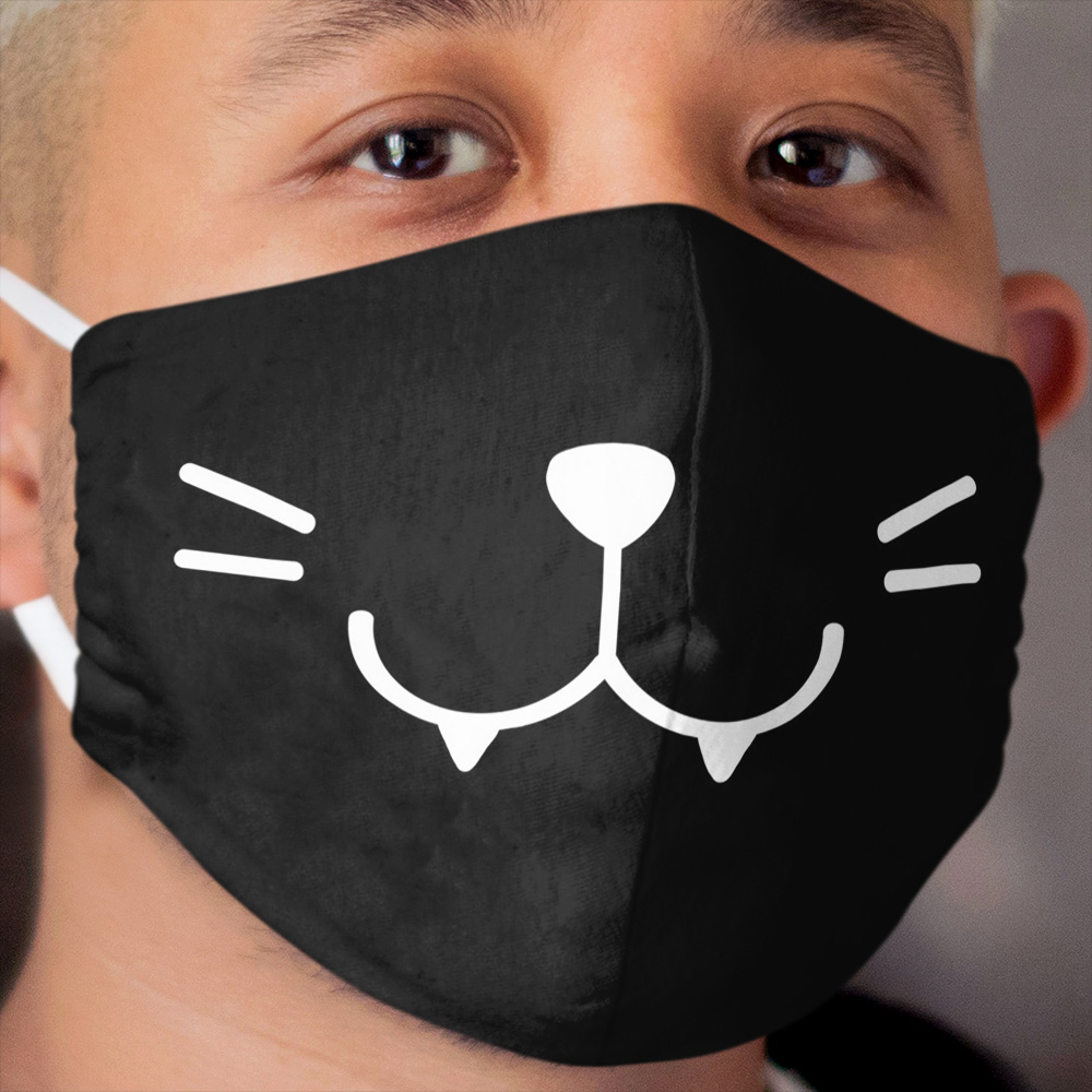 Smiley Kitty Black Cloth Face Mask