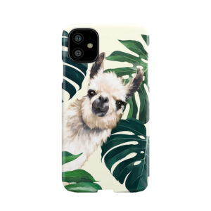 Sneaky Llama In Tropical Monstera Phone Case
