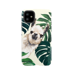Sneaky Llama In Tropical Monstera Tough Phone Case