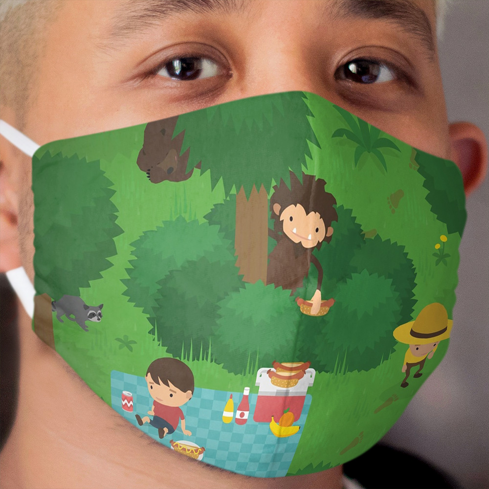 Sneaky Sasquatch Picnic Cloth Face Mask