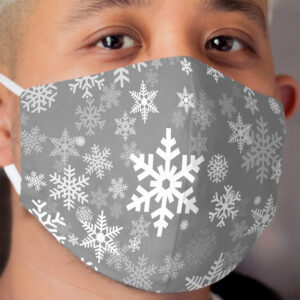 Snowflakes Pattern in Grey Cloth Face Mask