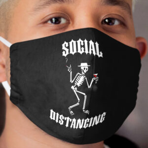 Social Distancing/Social Distortion in White (COVID-19, Corona Virus) Cloth Face Mask