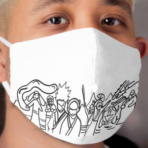 Sokka's Finale Drawing of the Avatar Gang Cloth Face Mask