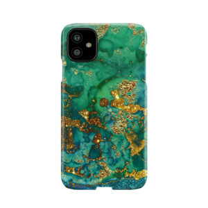 Sparkling Gold Glitter On Green And Blue Marble Phone Case