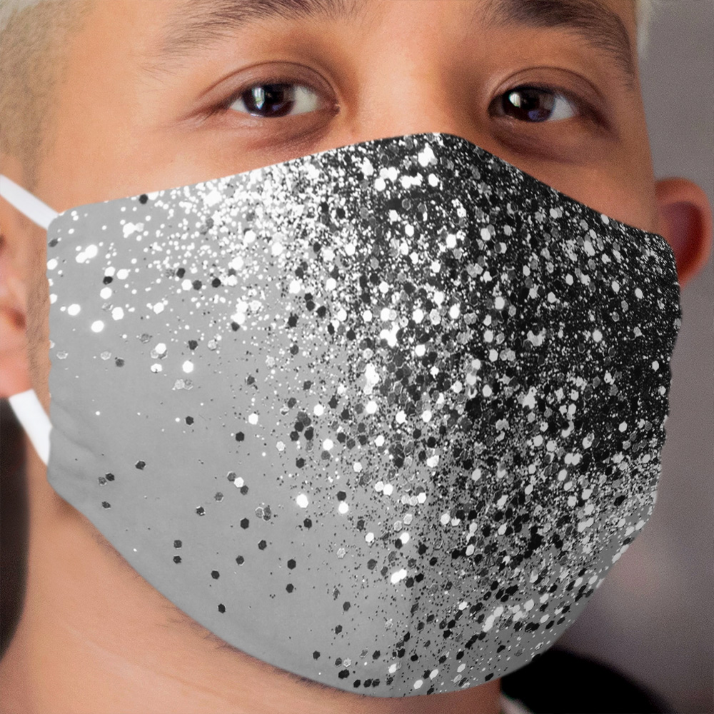 Sparkling Silver Gray Lady Glitter #1 #shiny #decor #art Cloth Face Mask