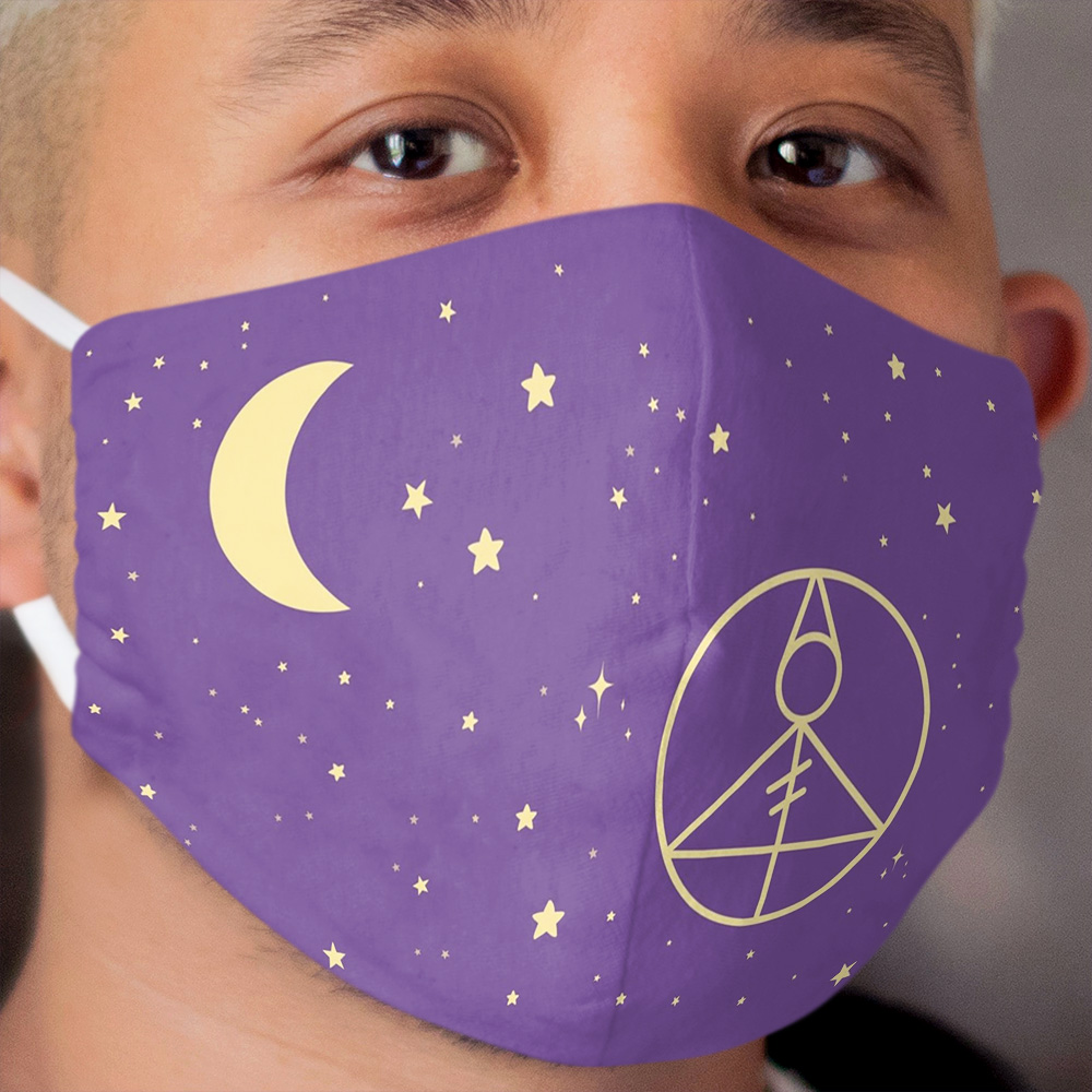 Star, moon, and light glyph. Cloth Face Mask