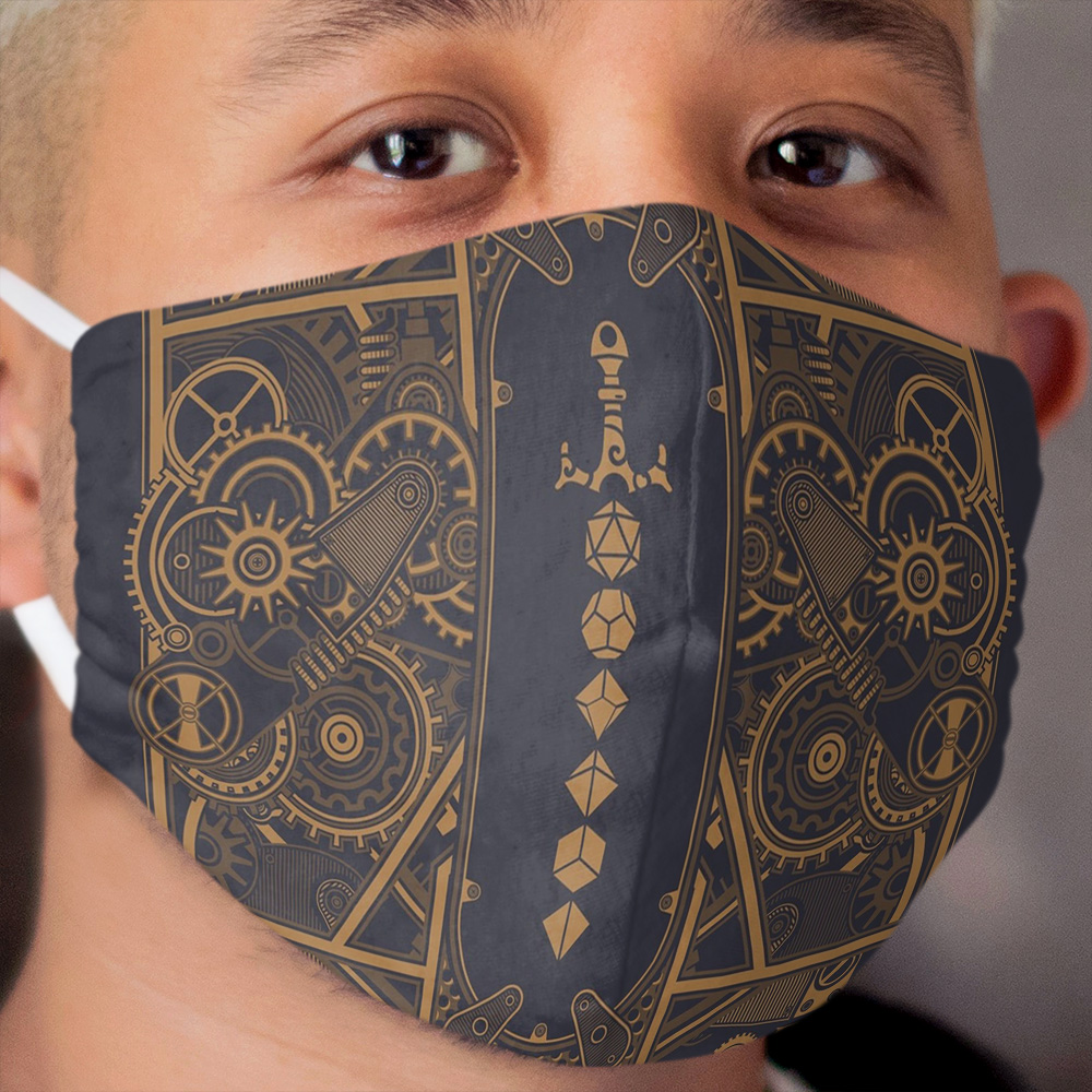 Steampunk Polyhedral Dice Sword Cloth Face Mask