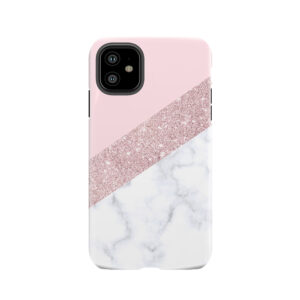 Stylish White Marble Rose Gold Glitter Pink Tough Phone Case