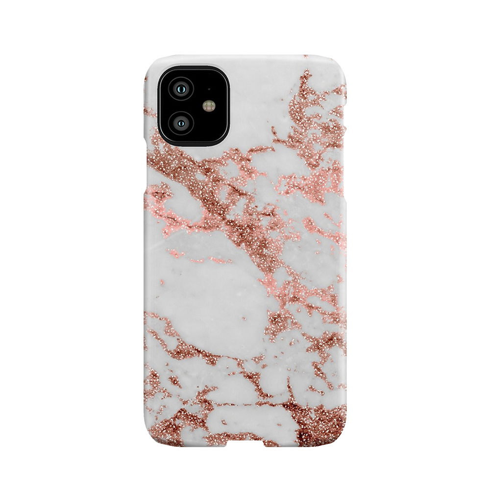 Stylish White Marble Rose Gold Glitter Texture Image Phone Case