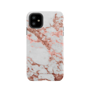Stylish White Marble Rose Gold Glitter Texture Image Tough Phone Case