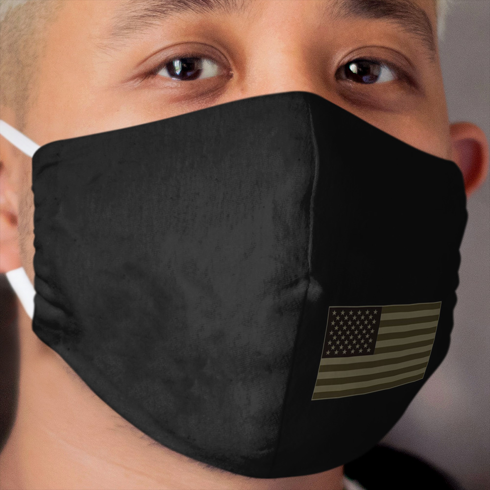 Subdued Olive Drab Military US Flag Cloth Face Mask