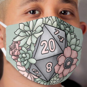 Succulent D20 Tabletop RPG Gaming Dice Cloth Face Mask
