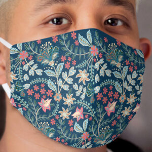 Summer Floral Blue Cloth Face Mask