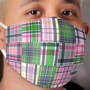 Summer Plaid Pink Madras Patchwork Cloth Face Mask