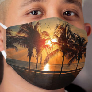 sunset beach palm tree Cloth Face Mask