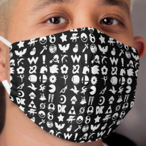 Super Smash Bros. Ultimate Series Logos | White Icons Cloth Face Mask