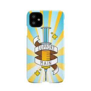 Support Main | Gamer Art Fps Rpg | Doctor Syringe And Banner | Yellow Blue Phone Case