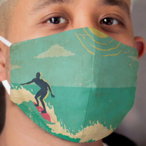 Surf's Up Hawaii Vintage Kitschy Tropical Holiday Cloth Face Mask