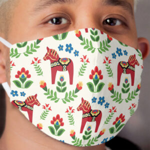 Swedish Dala Horses Red Cloth Face Mask
