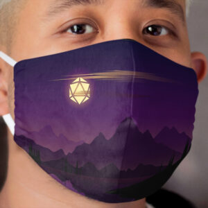 Synthwave Full Moon D20 Dice RPG Night Roleplaying Landscapes Cloth Face Mask