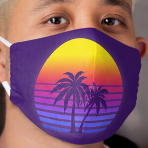 Synthwave Sun Palm Trees Cloth Face Mask