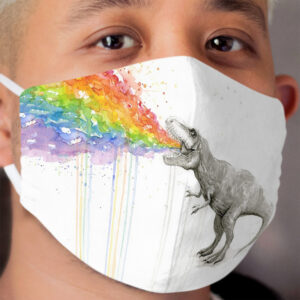 T-Rex Rainbow Puke Cloth Face Mask