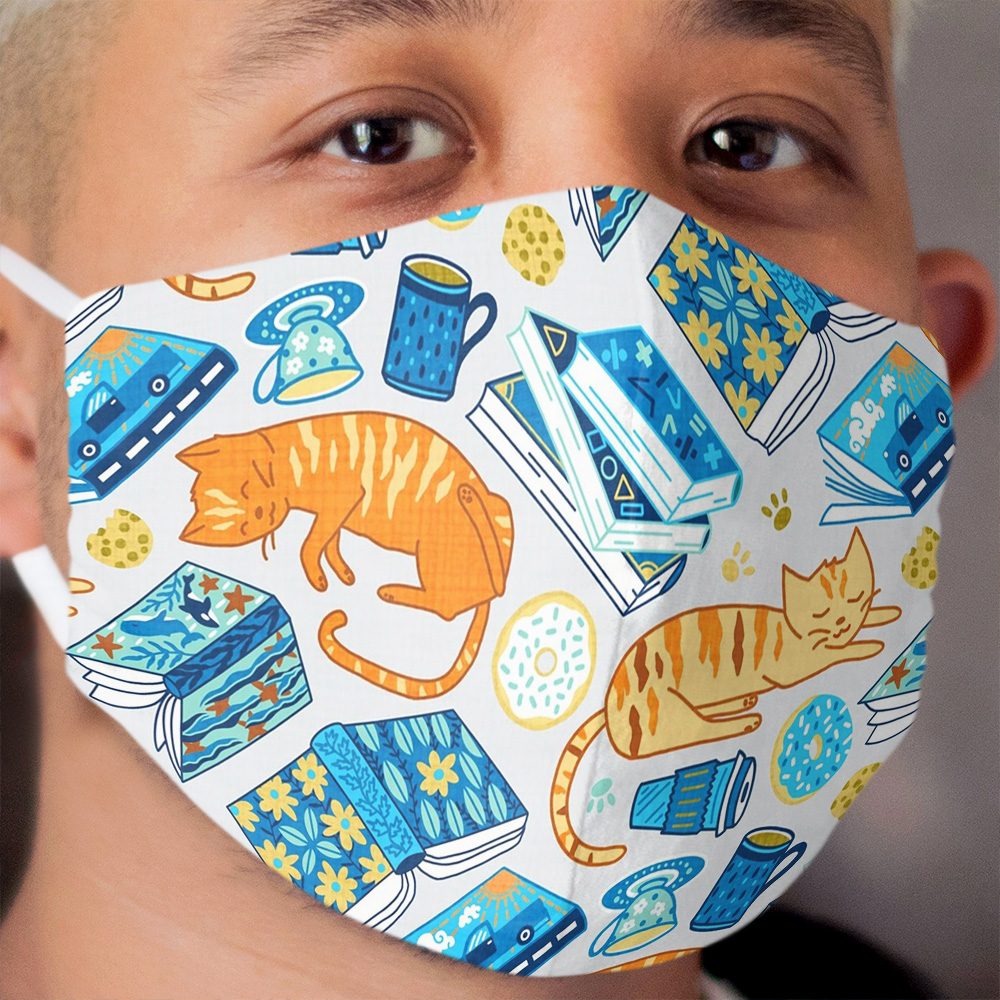 Tea Party Cat-Book Vibes! Cloth Face Mask