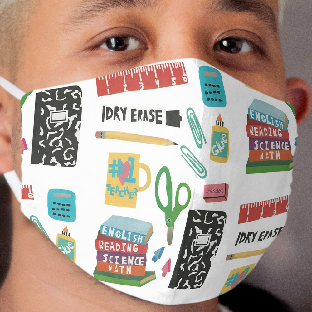 Teacher Supplies Collage Cloth Face Mask