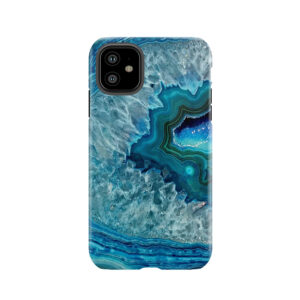 Teal Aqua Turquoise Blue Rock Agate Mineral Crystals Pattern Tough Phone Case