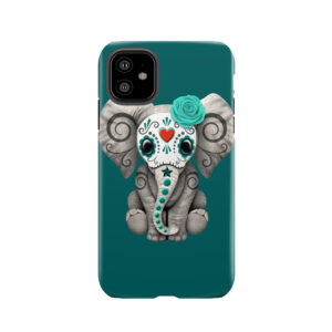 Teal Blue Day Of The Dead Sugar Skull Baby Elephant Tough Phone Case